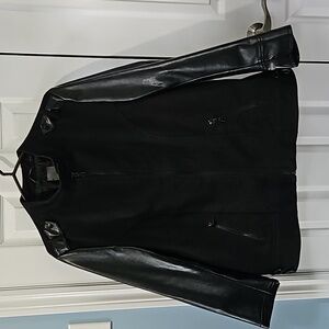 Reitmans fall jacket solor black, faux leather arms.  Size 16